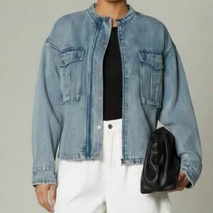 Cupshe Retro Stone Wash Denim Snap Front Utility Jacket Women's Size M NWT